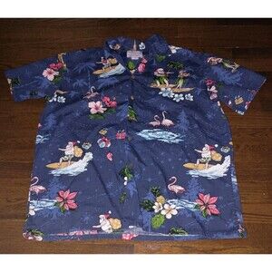 Hawaii Hangover Shirt Mens XL Santa Christmas Hawaiian Surfing Button Front